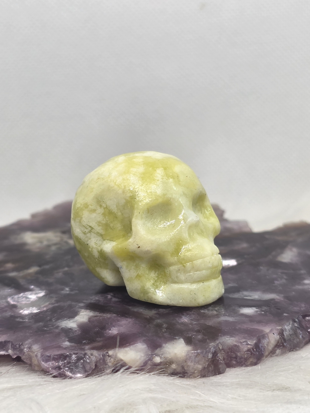 Lemon Jade Skull Carving | Green Jade Crystal Skull | Pocket Skull |